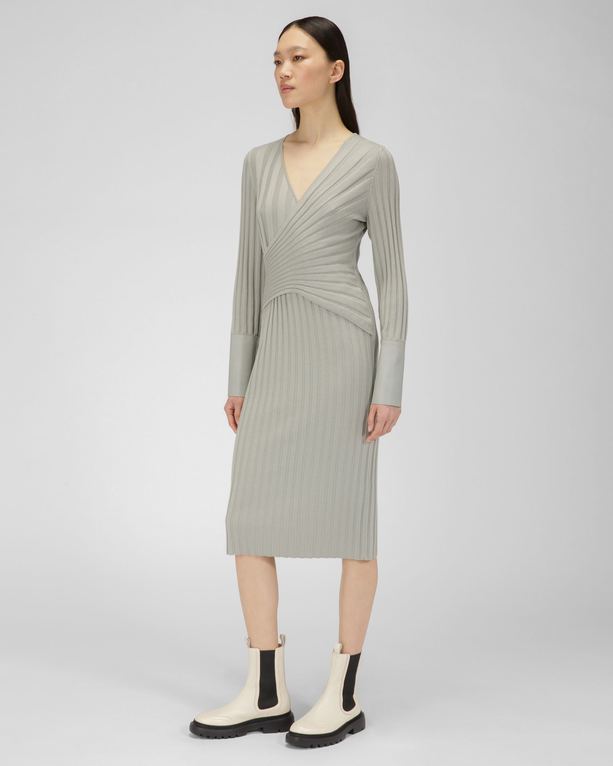 Bally Global - Ginny Flat Leather Boots In Bone - Bianco