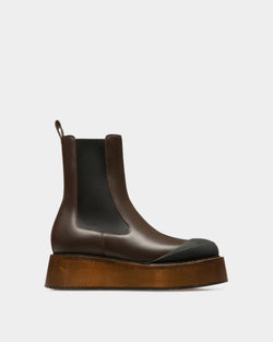 Ilene Leather Booties In Ebony Brown