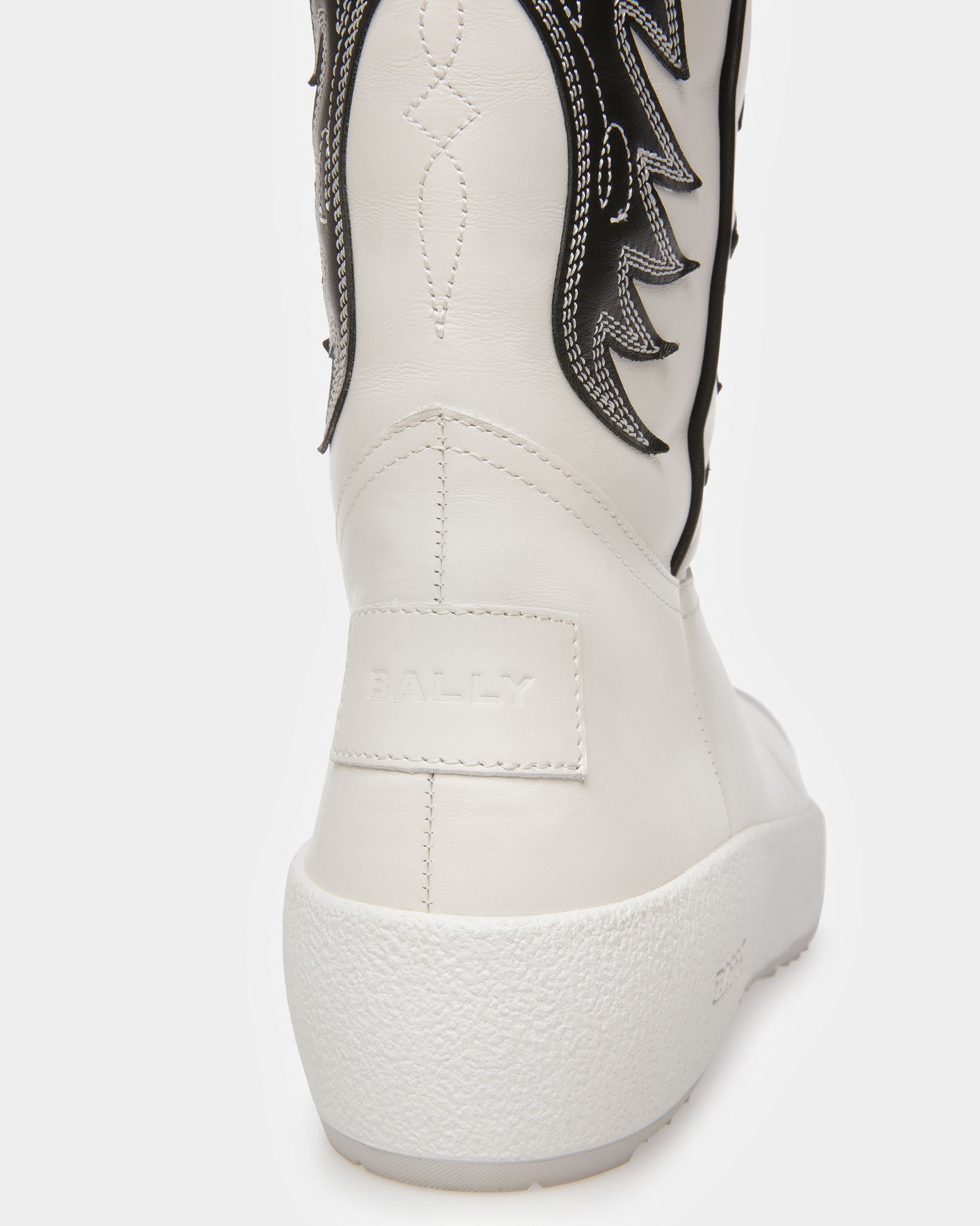 Bally Global - Chambery Leather Long Boots In White & Black - Multicolor