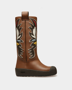 Bota Alta RV De La Colección Curling De Piel En Marrón