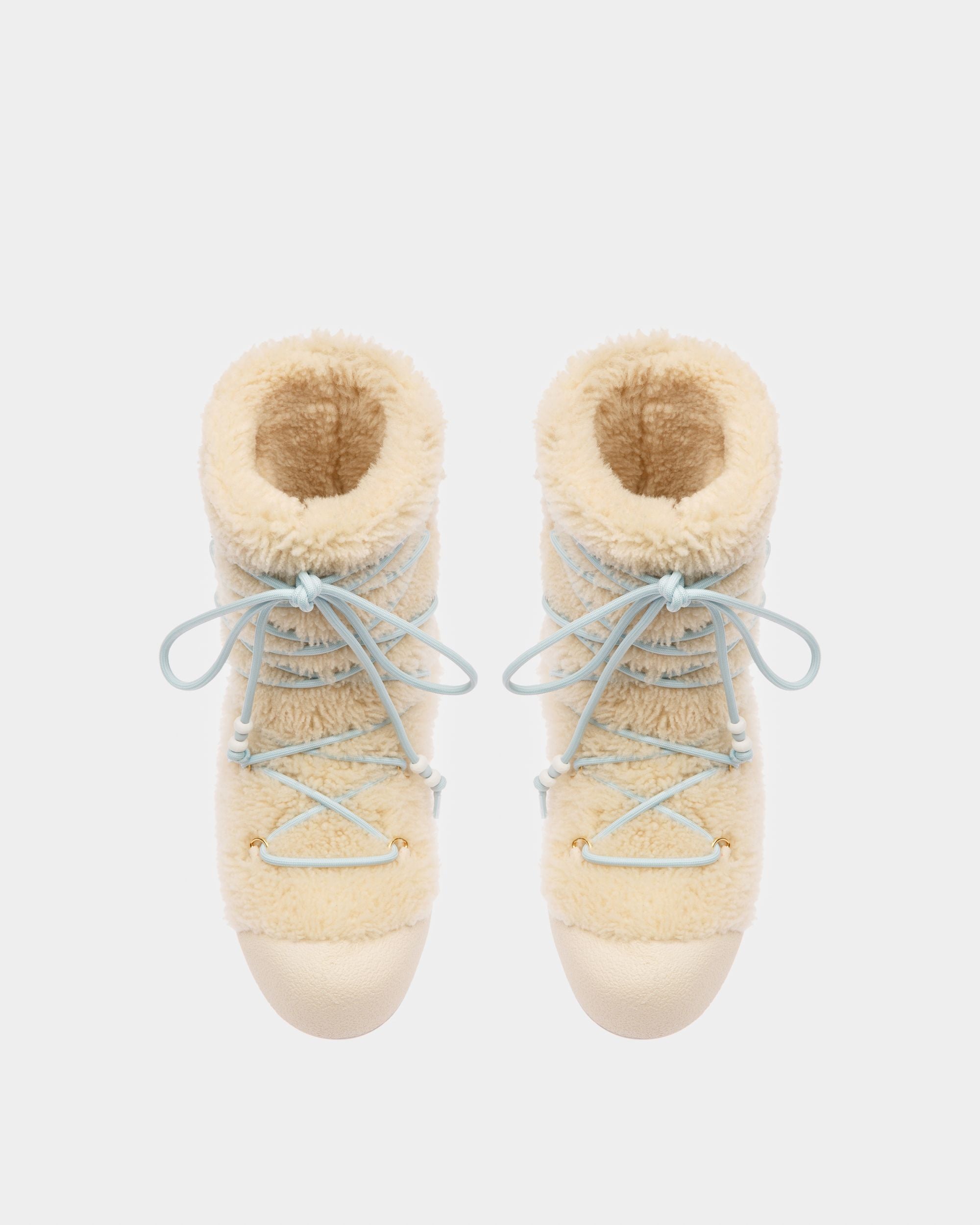 Bally Global - Curling Collection Boot in Natural Shearling - White