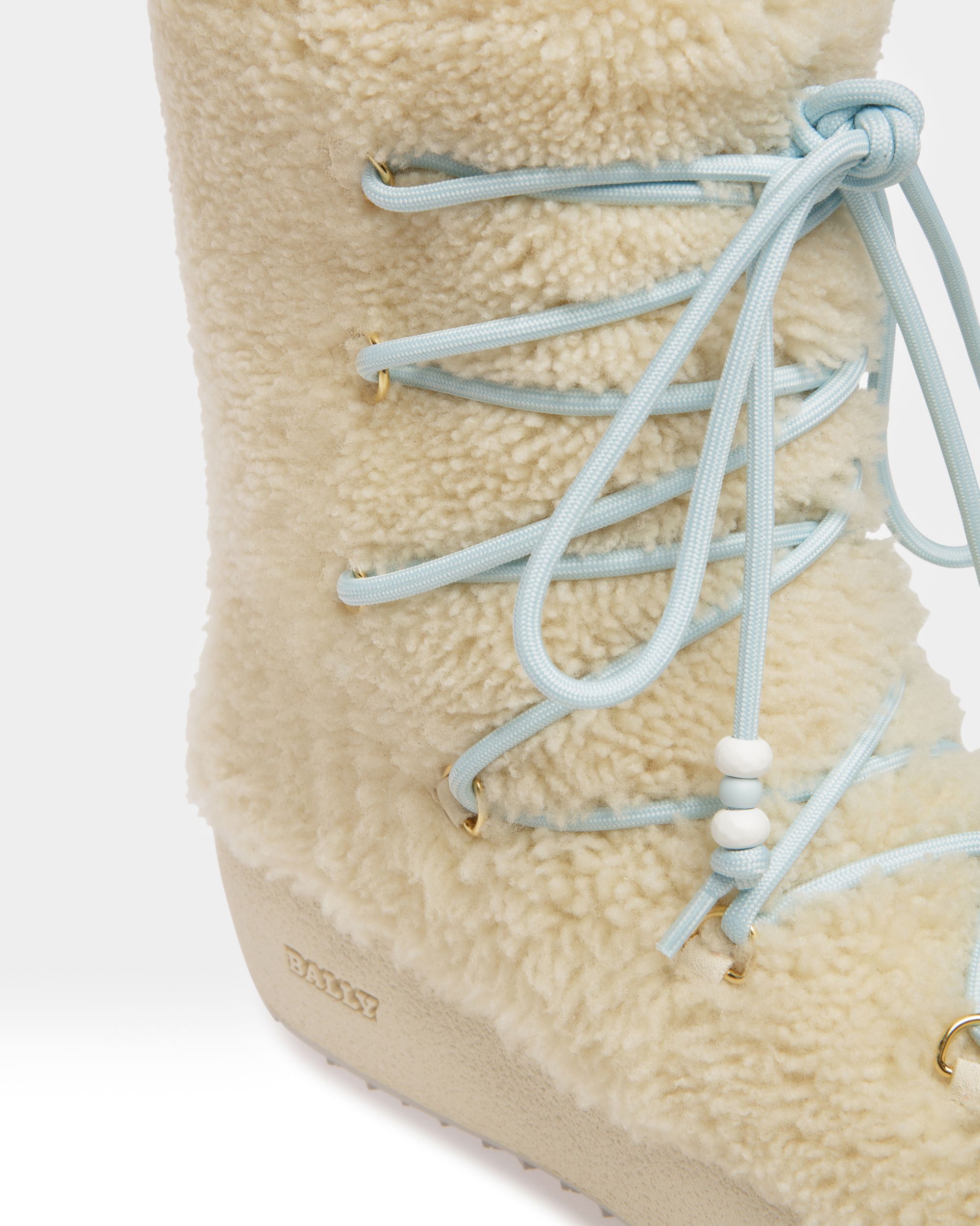 Bally Global - Curling Collection Boot in Natural Shearling - White