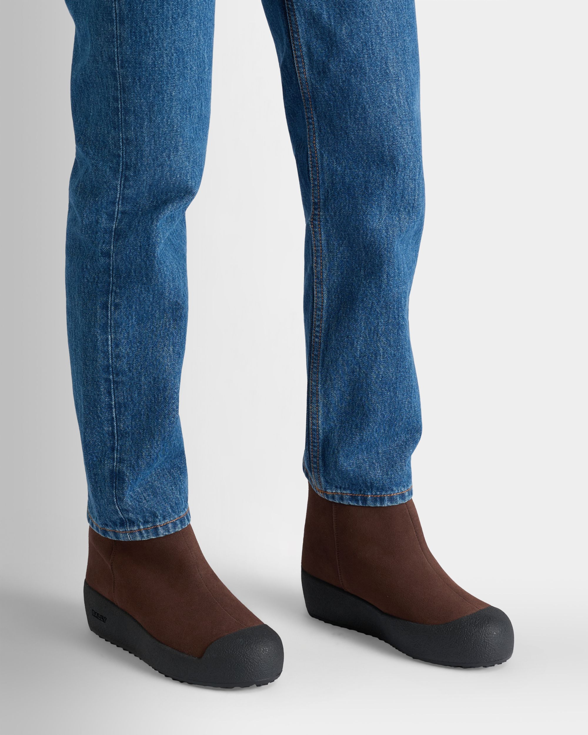 Bally Global - Bally Curling Bootie in Ebano Suede - Brown