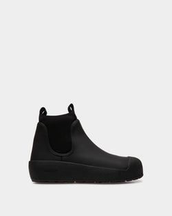 Bally Curling Bootie in Black Rubberized Leather