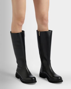 Walidy Long Boot in Black Leather