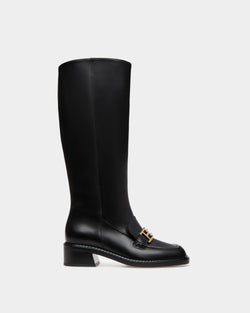 Ebele Botas Altas En Cuero De Color Negro