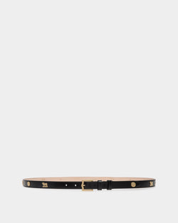 Emblem 105 cm Belt in Black Brushed Leather
