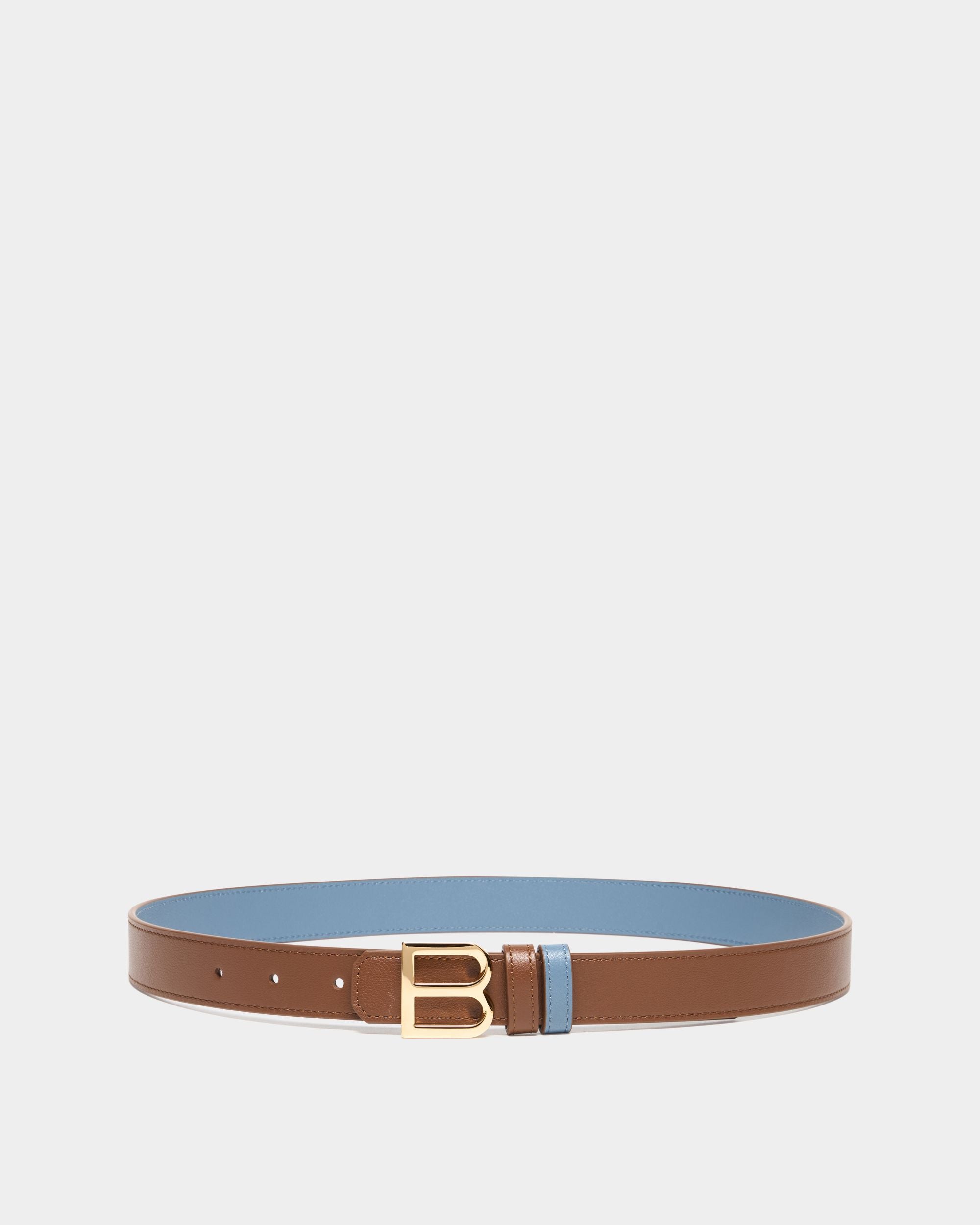 Bally Global - B Twist 25 mm Reversible Belt in Brown and Blue Leather - Multicolor