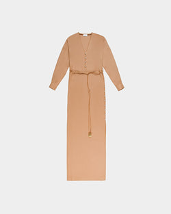 Langärmeliges Maxikleid Aus Leinen In Desert