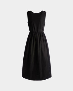 Sleeveless Midi Dress in Black Technical Duchesse