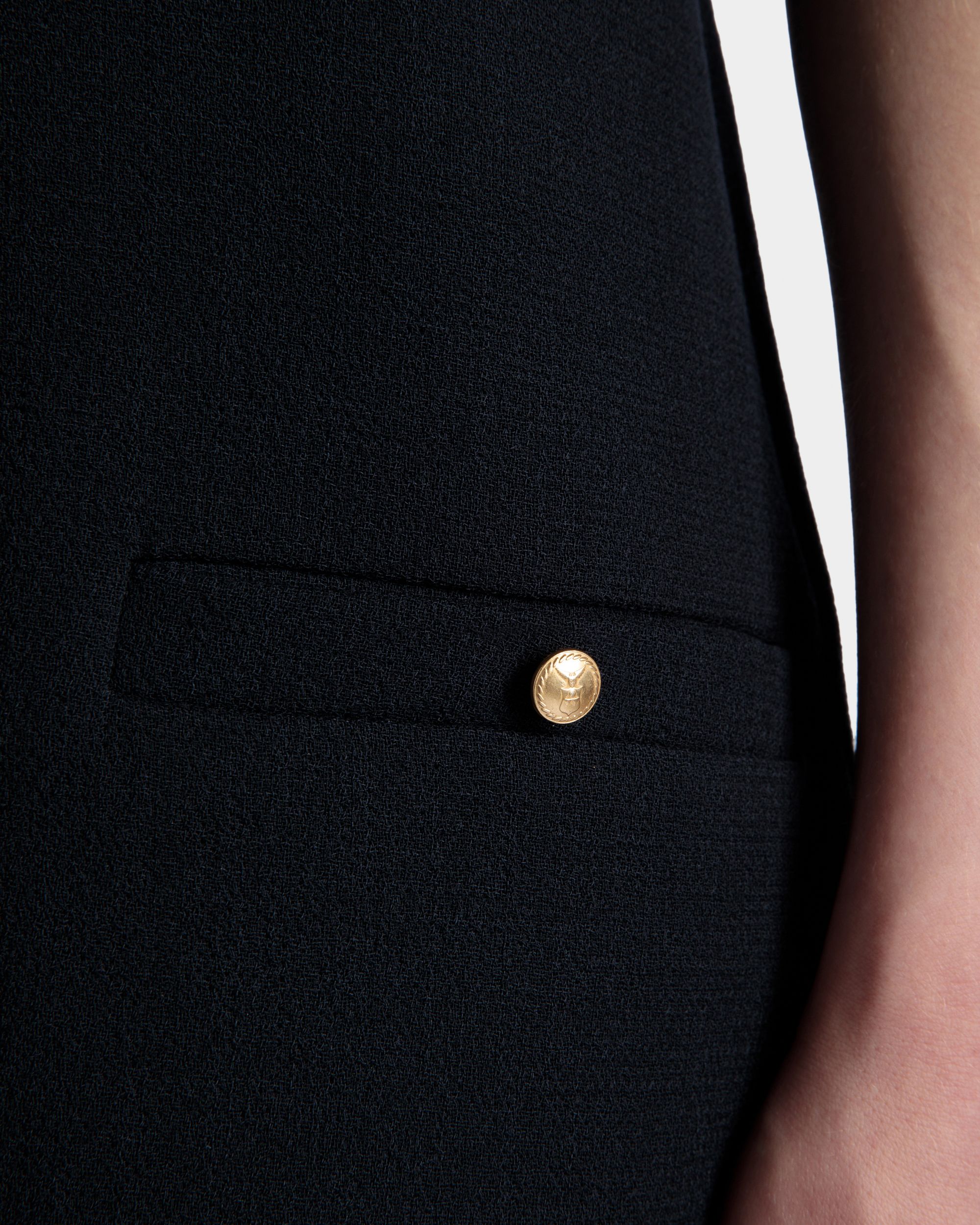 Bally Global - Minivestido Évasé De Lana Navy Blue - Azul