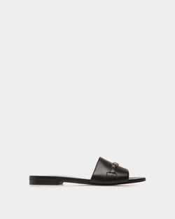 Slide Sandal in Black Leather