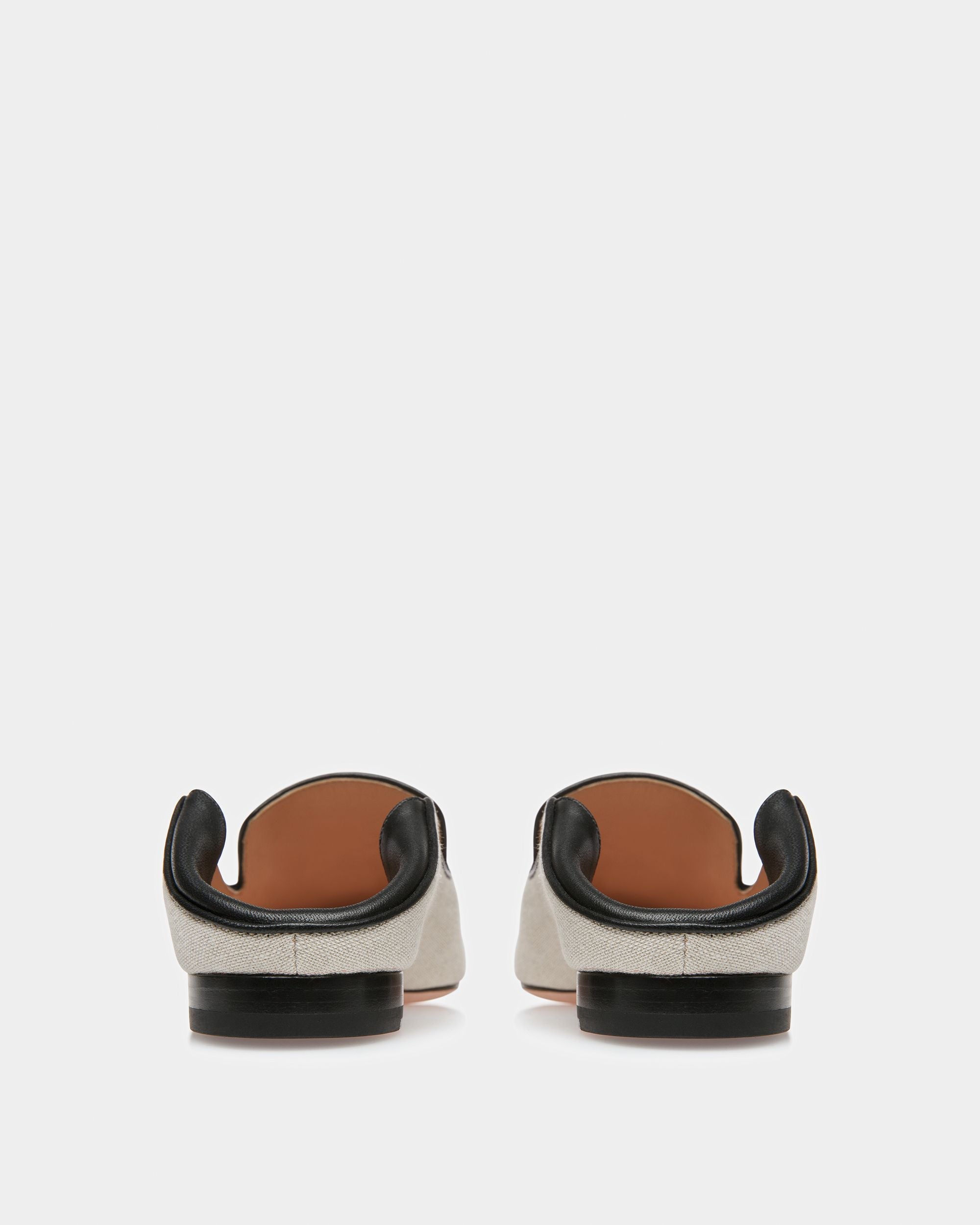 Bally Global - Ellah Slipper In Tela E Pelle Color Naturale E Nero - Nero