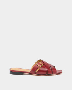 Essence Flat Sandal in Ruby Red Leather