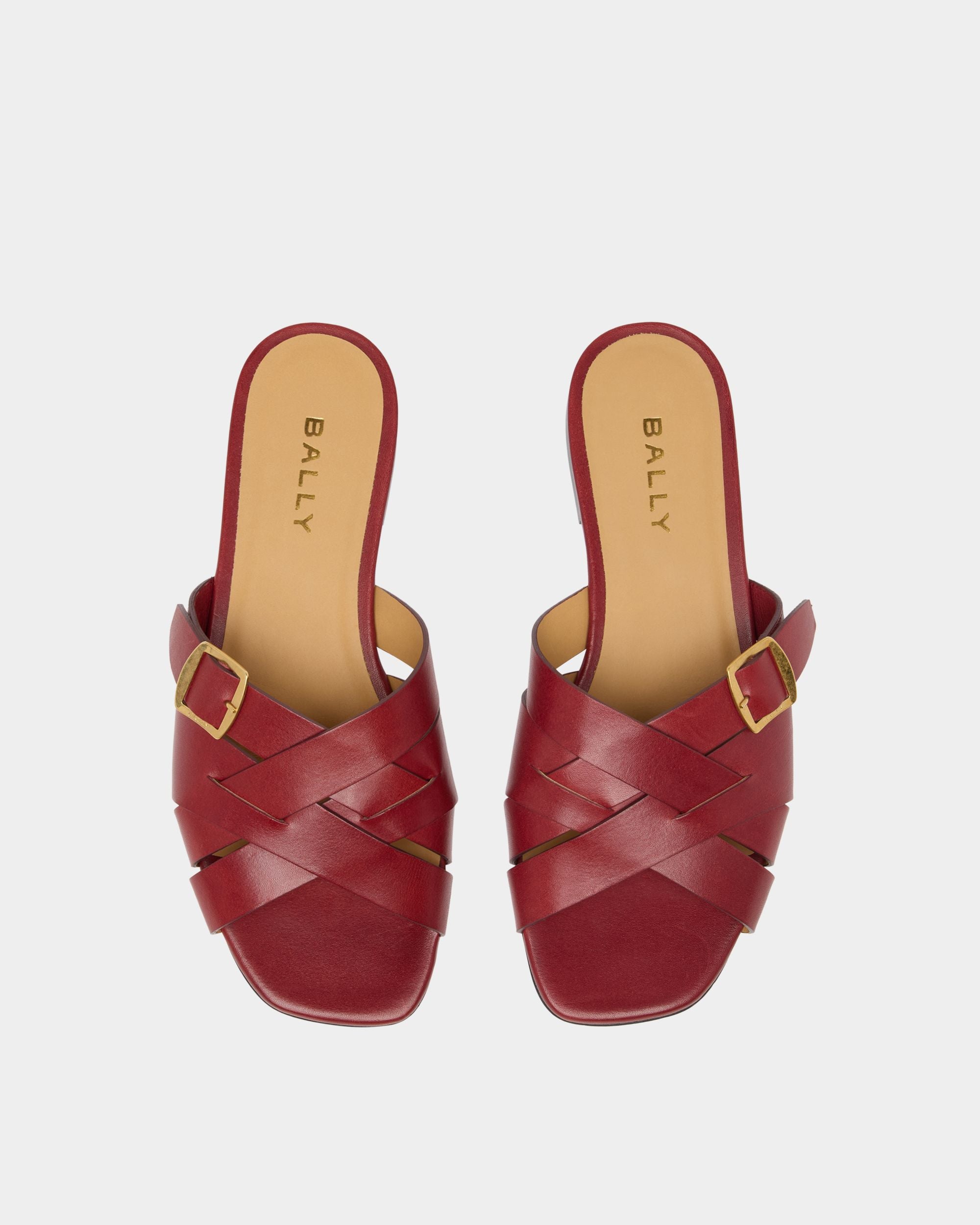 Bally Global - Essence Flat Sandal in Ruby Red Leather - Red