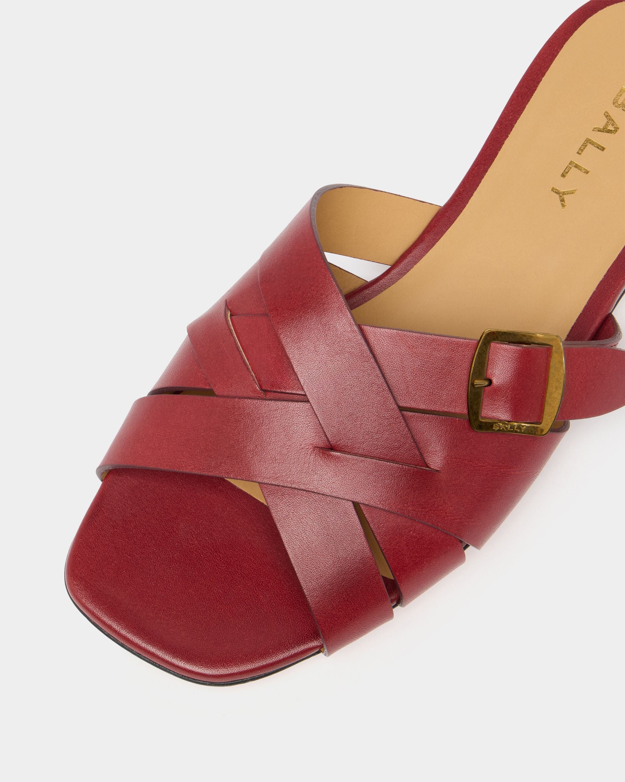 Bally Global - Essence Flat Sandal in Ruby Red Leather - Red