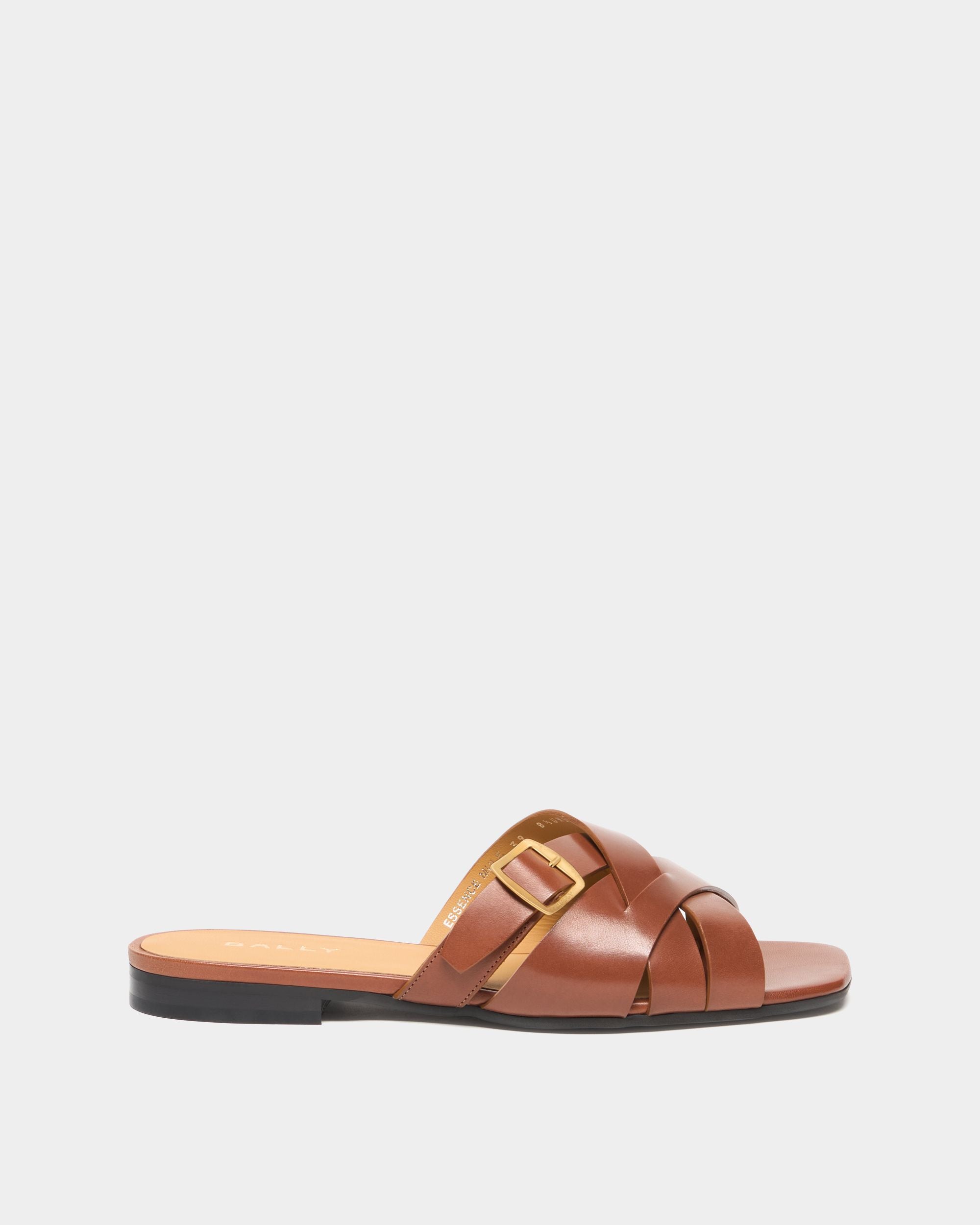Bally Global - Sandalia plana Essence de piel marrón ámbar - Marrón