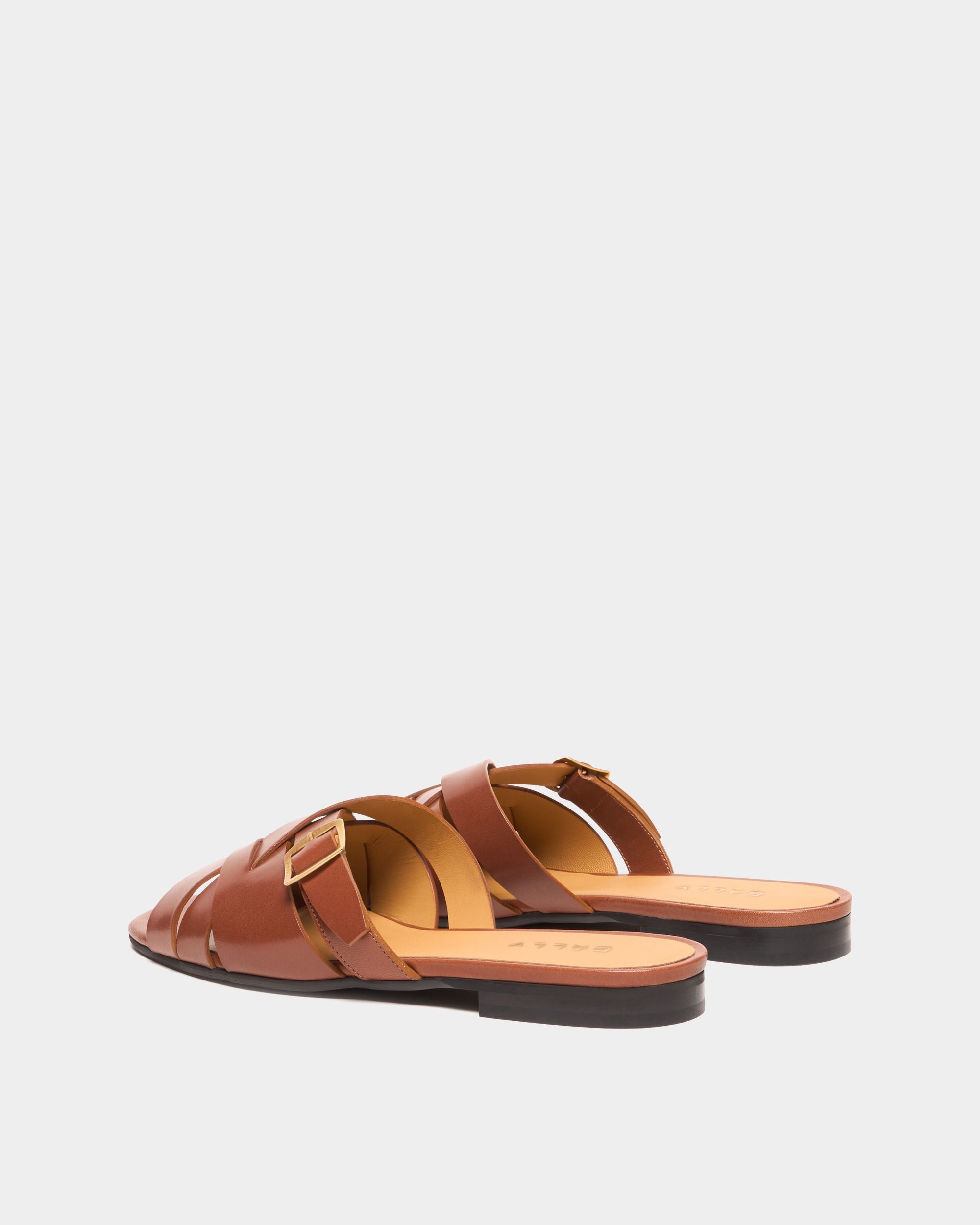 Bally Global - Sandalia plana Essence de piel marrón ámbar - Marrón