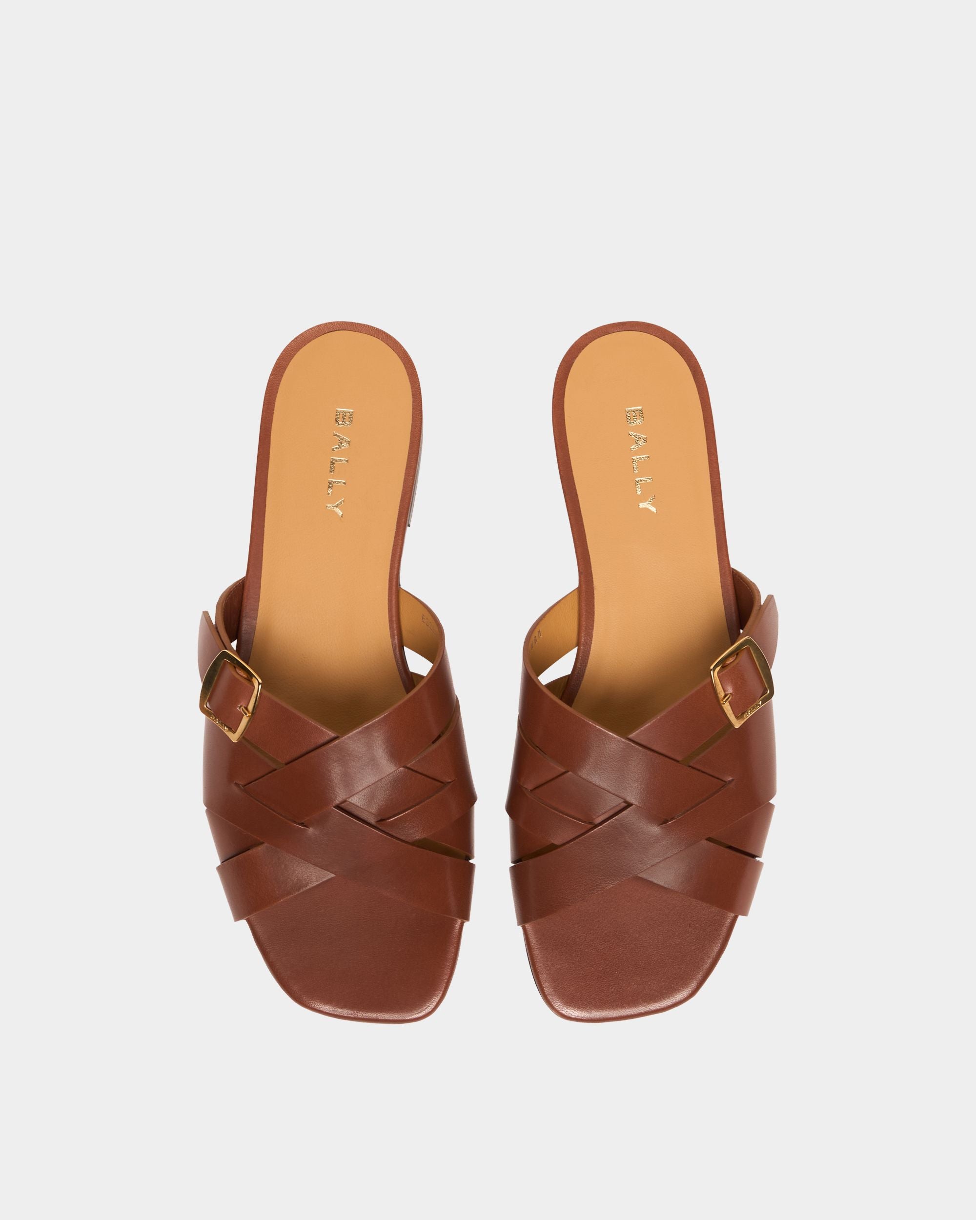 Bally Global - Sandalia plana Essence de piel marrón ámbar - Marrón