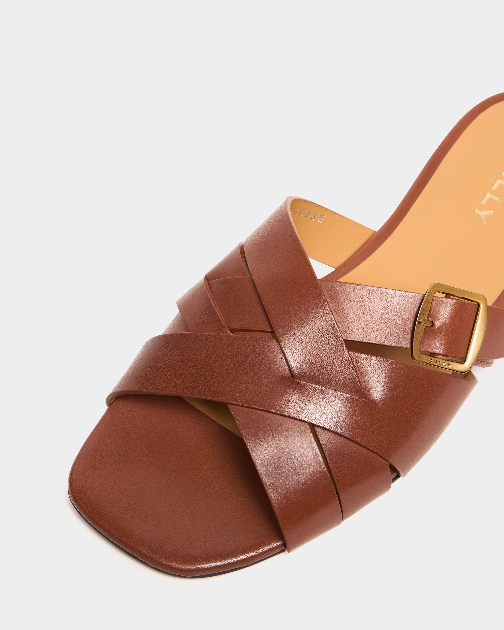 Bally Global - Sandalia plana Essence de piel marrón ámbar - Marrón