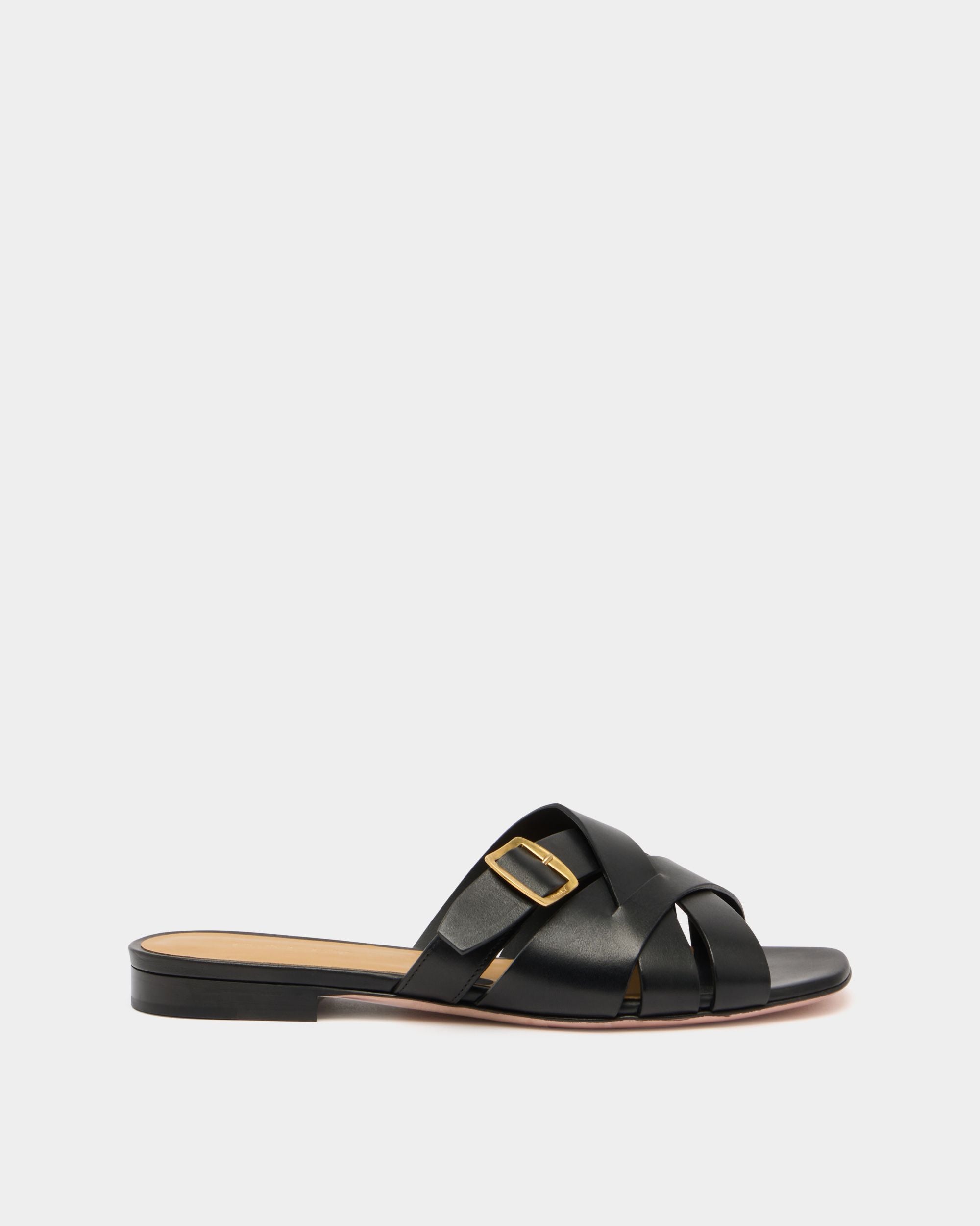 Bally Global - Essence Flat Sandal in Black Leather - Black