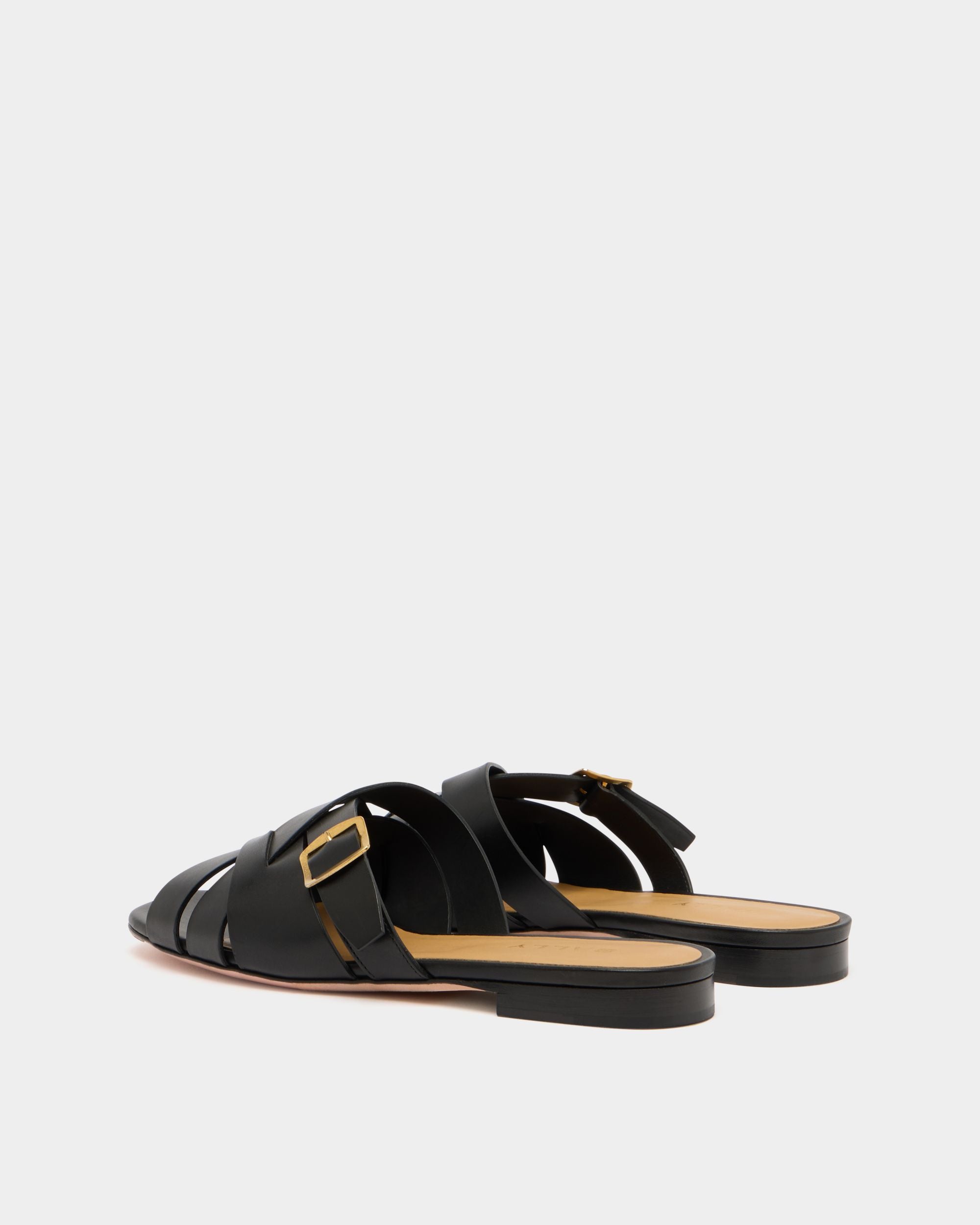 Bally Global - Essence Flat Sandal in Black Leather - Black