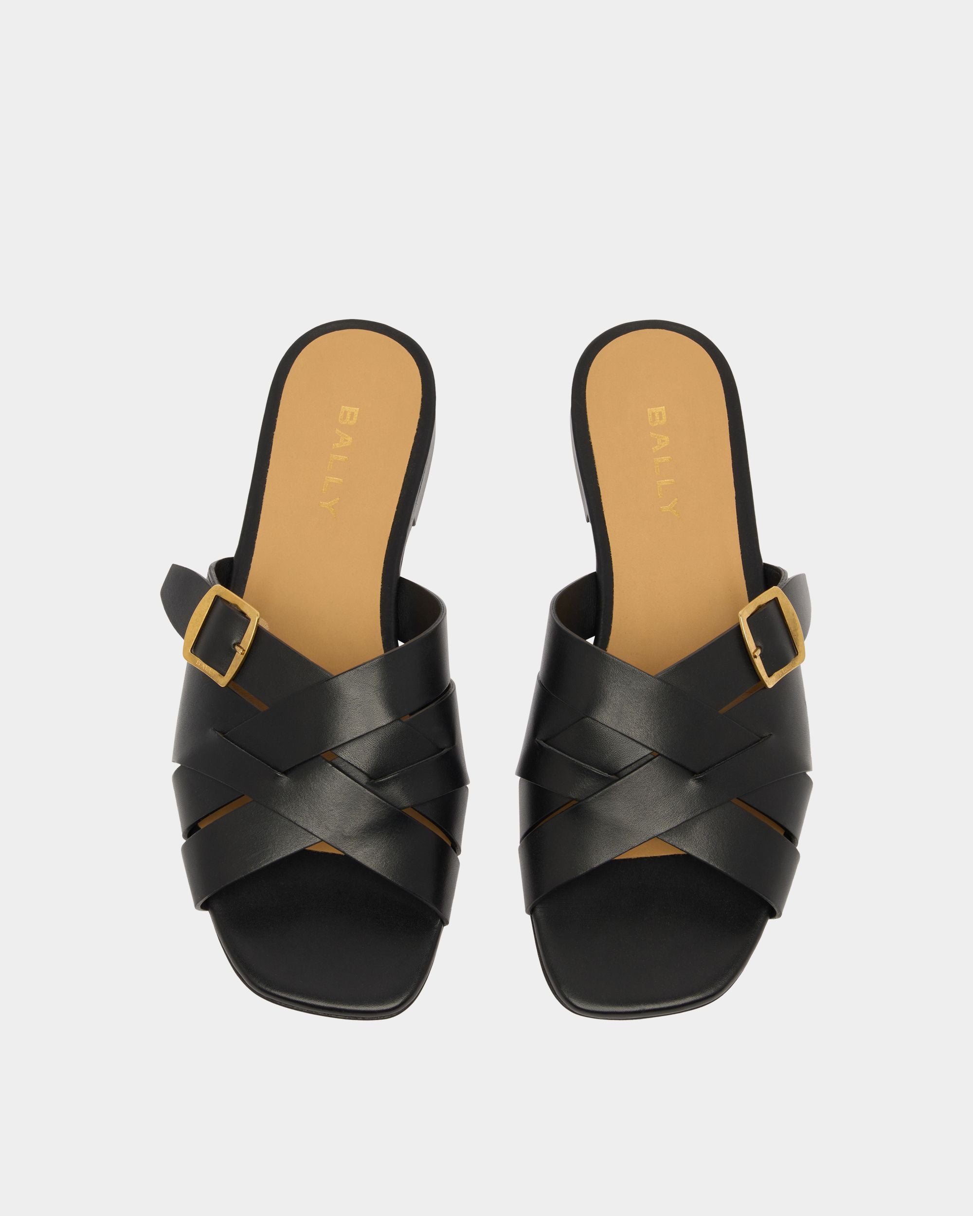 Bally Global - Essence Flat Sandal in Black Leather - Black