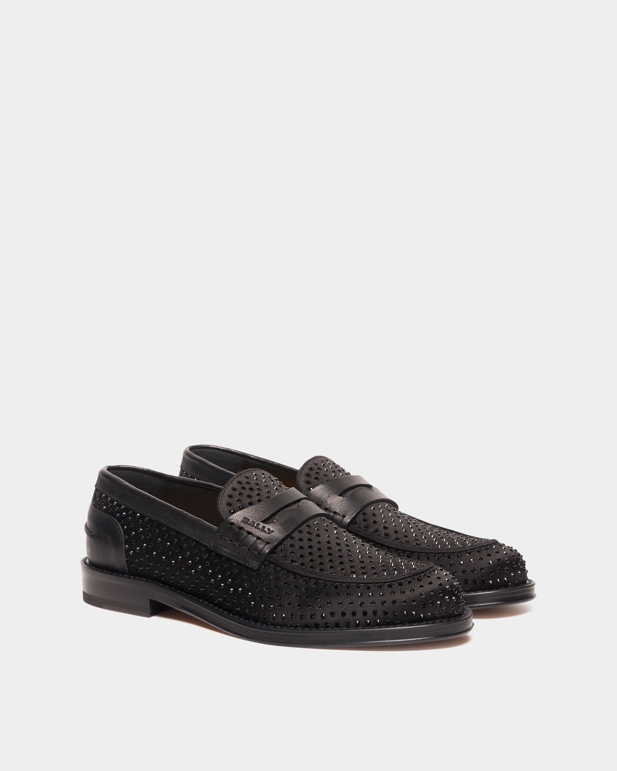 Bally Global - Flair Loafer aus schwarzem Gewebe mit Strasssteinen - Schwarz