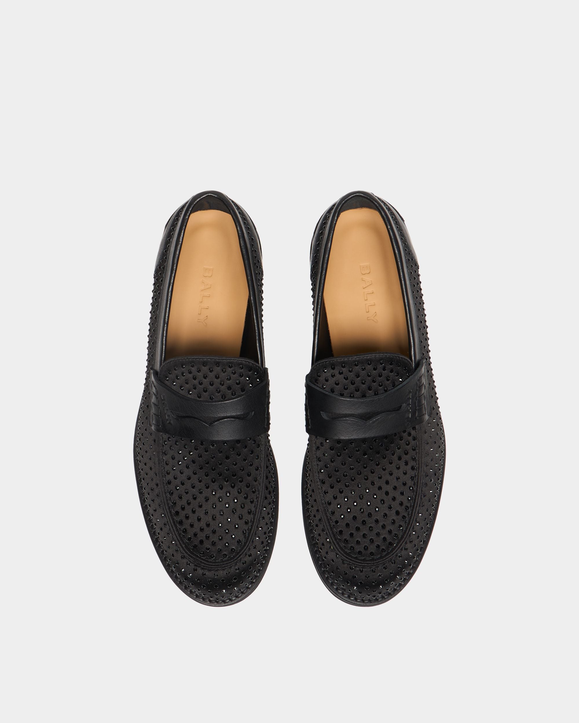 Bally Global - Flair Loafer aus schwarzem Gewebe mit Strasssteinen - Schwarz
