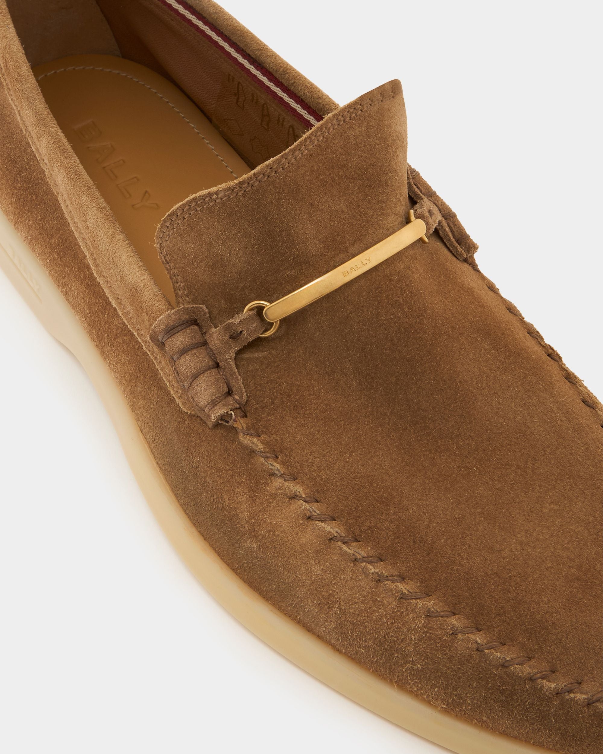 Bally Global - Switz Moc Loafer in Taupe Suede - Grey