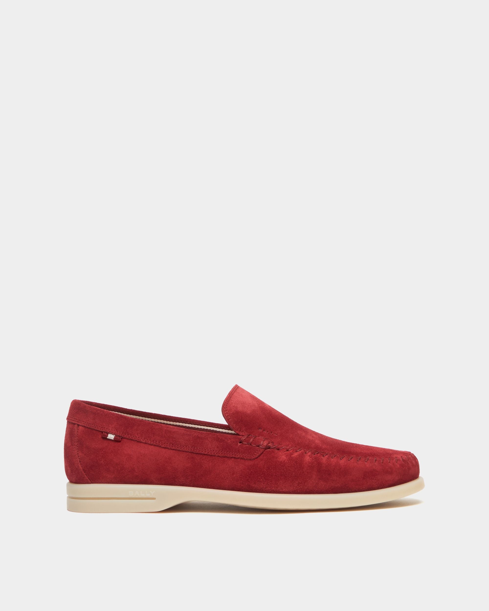 Bally Global - Switz Moc Loafer in Ruby Red Suede - Red