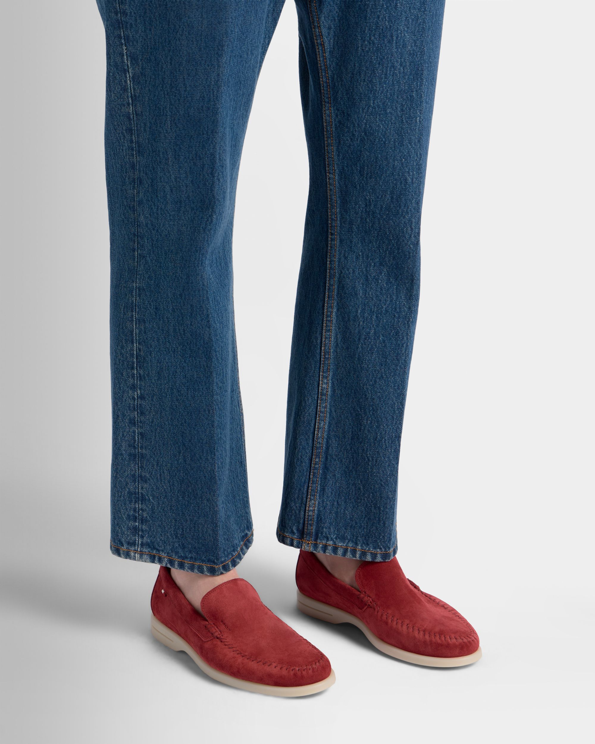 Bally Global - Switz Moc Loafer in Ruby Red Suede - Red