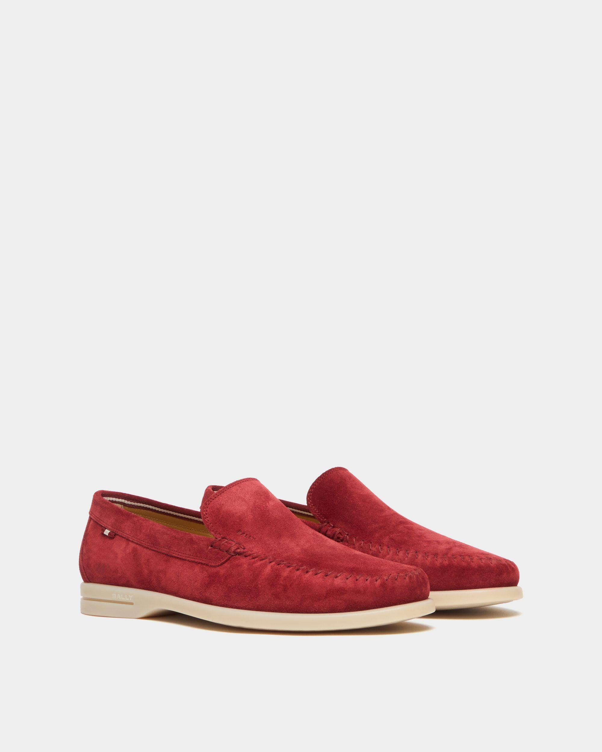 Bally Global - Switz Moc Loafer in Ruby Red Suede - Red