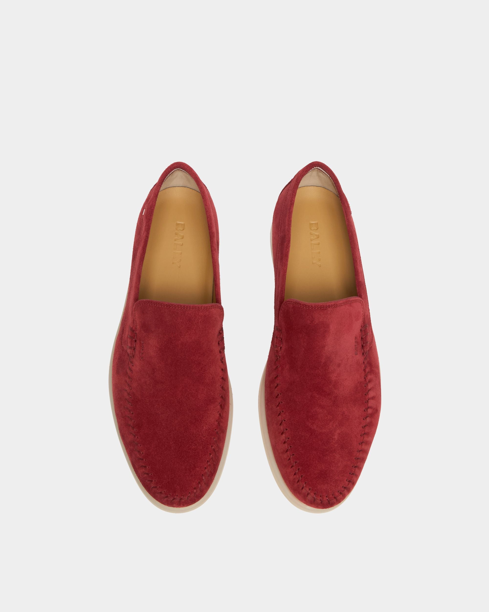 Bally Global - Switz Moc Loafer in Ruby Red Suede - Red