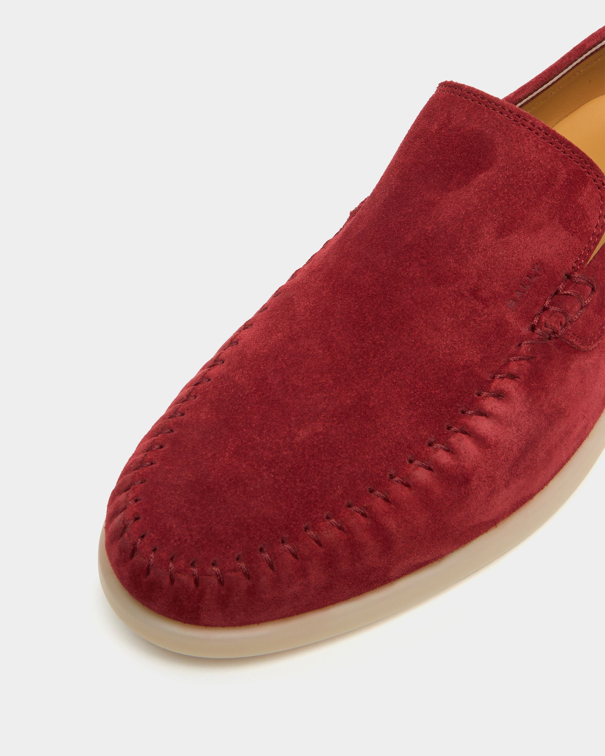 Bally Global - Switz Moc Loafer in Ruby Red Suede - Red