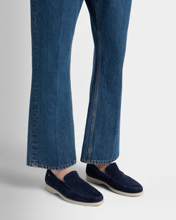 Switz Moc Loafer aus Veloursleder in Navy Blue