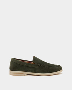 Switz Moc Loafer in Green Suede