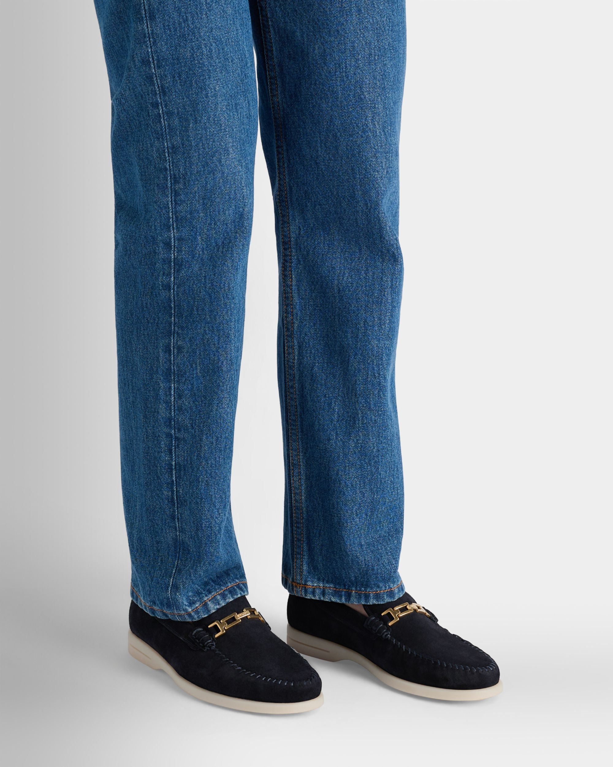 Bally Global - Switz Moc Loafer in Navy Blue Suede - Blue