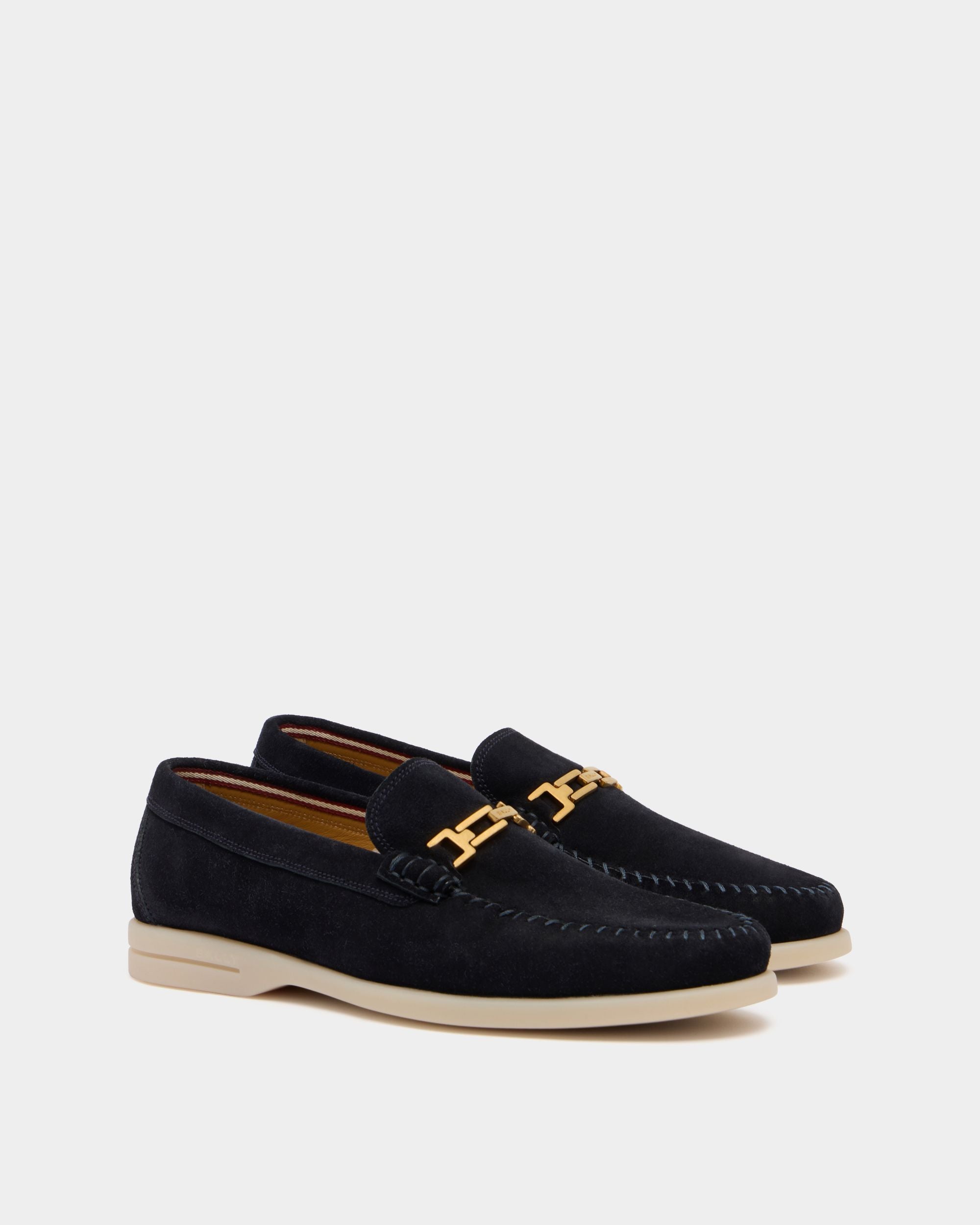 Bally Global - Switz Moc Loafer in Navy Blue Suede - Blue