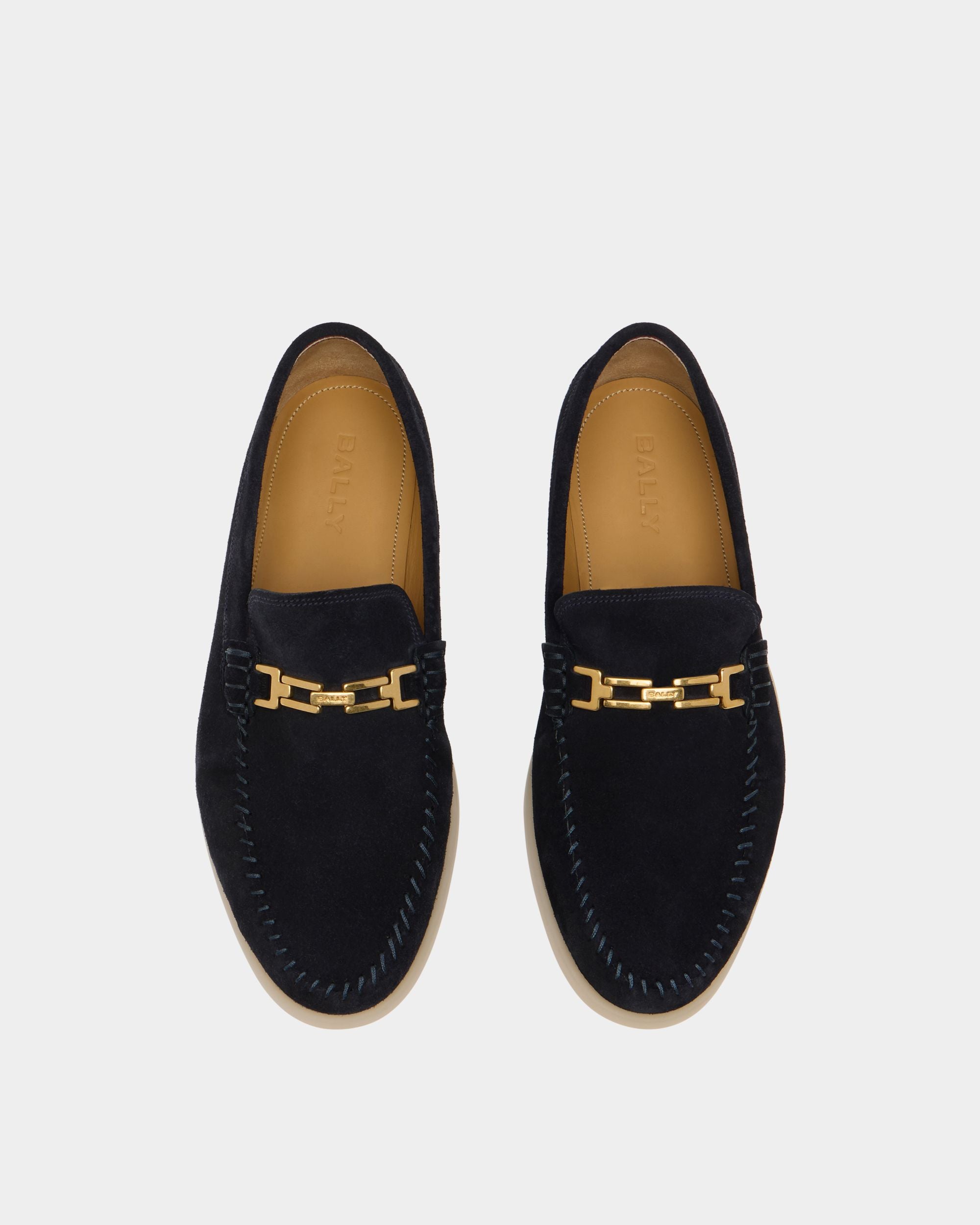 Bally Global - Switz Moc Loafer in Navy Blue Suede - Blue