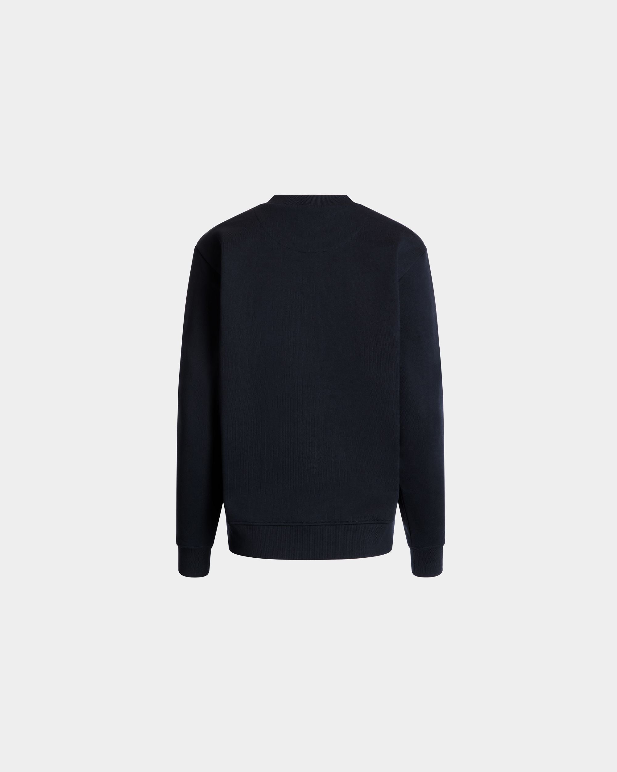 Bally Global - Crewneck With Bally Crest Logo In Navy Blue Cotton - Blue