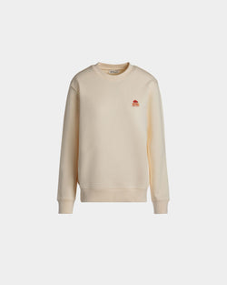 Sudadera De Cuello Redondo De Algodón Marfil Con Bally Cake