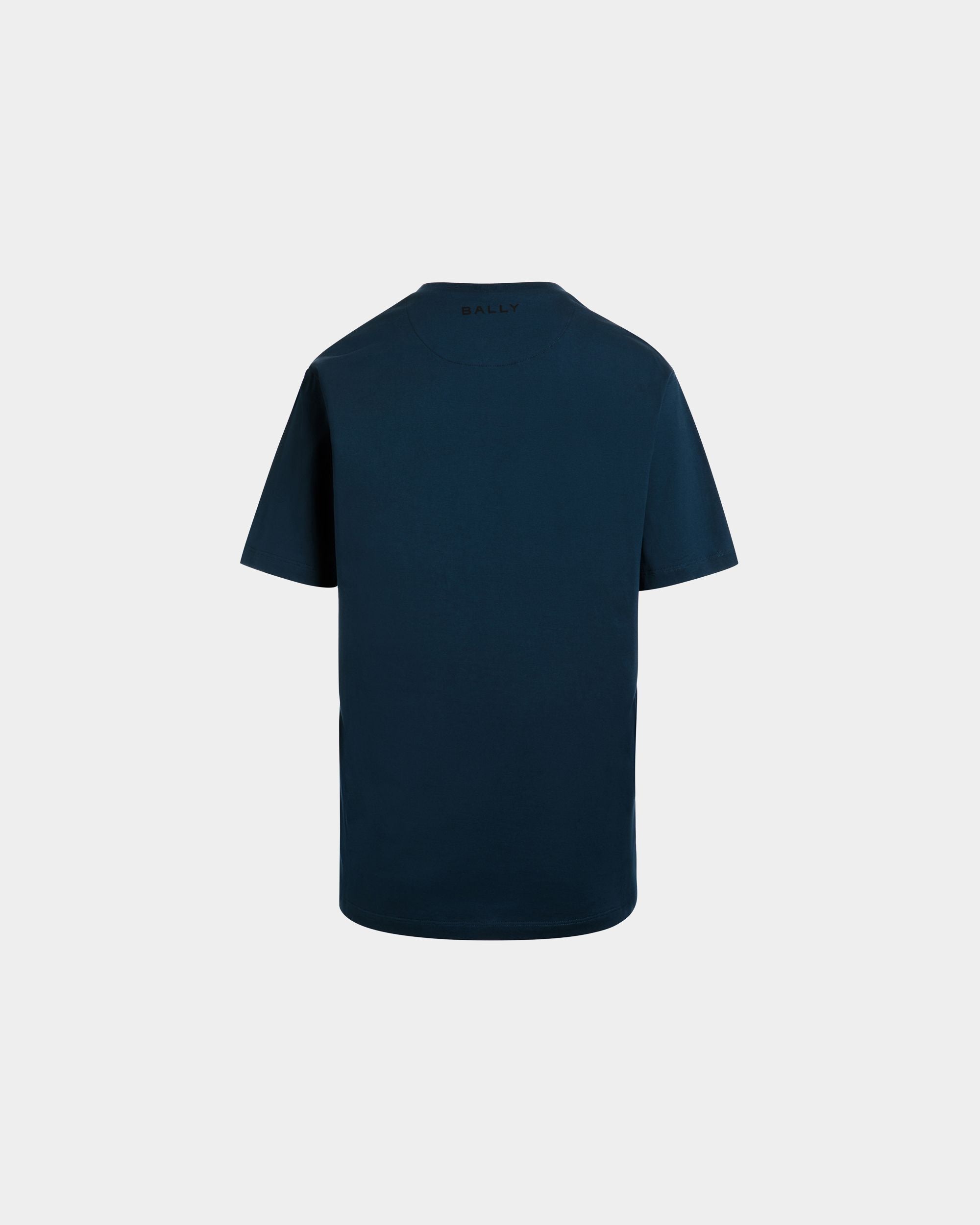 Bally Global - T-Shirt in Navy Blue Cotton With a Bally Cake Print - Azul