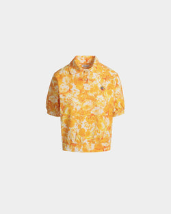 Polo Shirt with a Rosengarten Print in Koi Orange Cotton