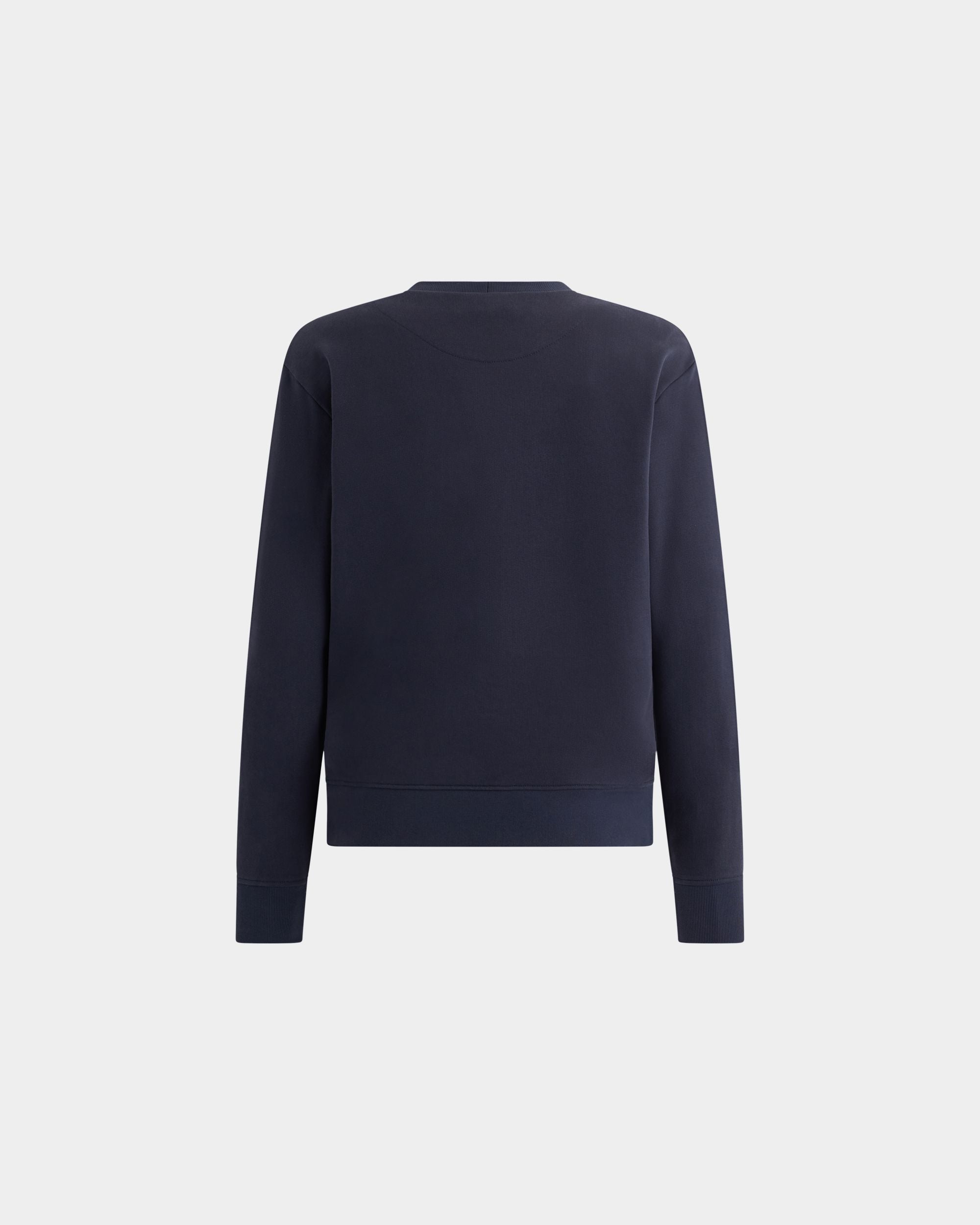 Bally Global - Crewneck Sweatshirt in Navy Blue Cotton With a Ballyrina - Blue