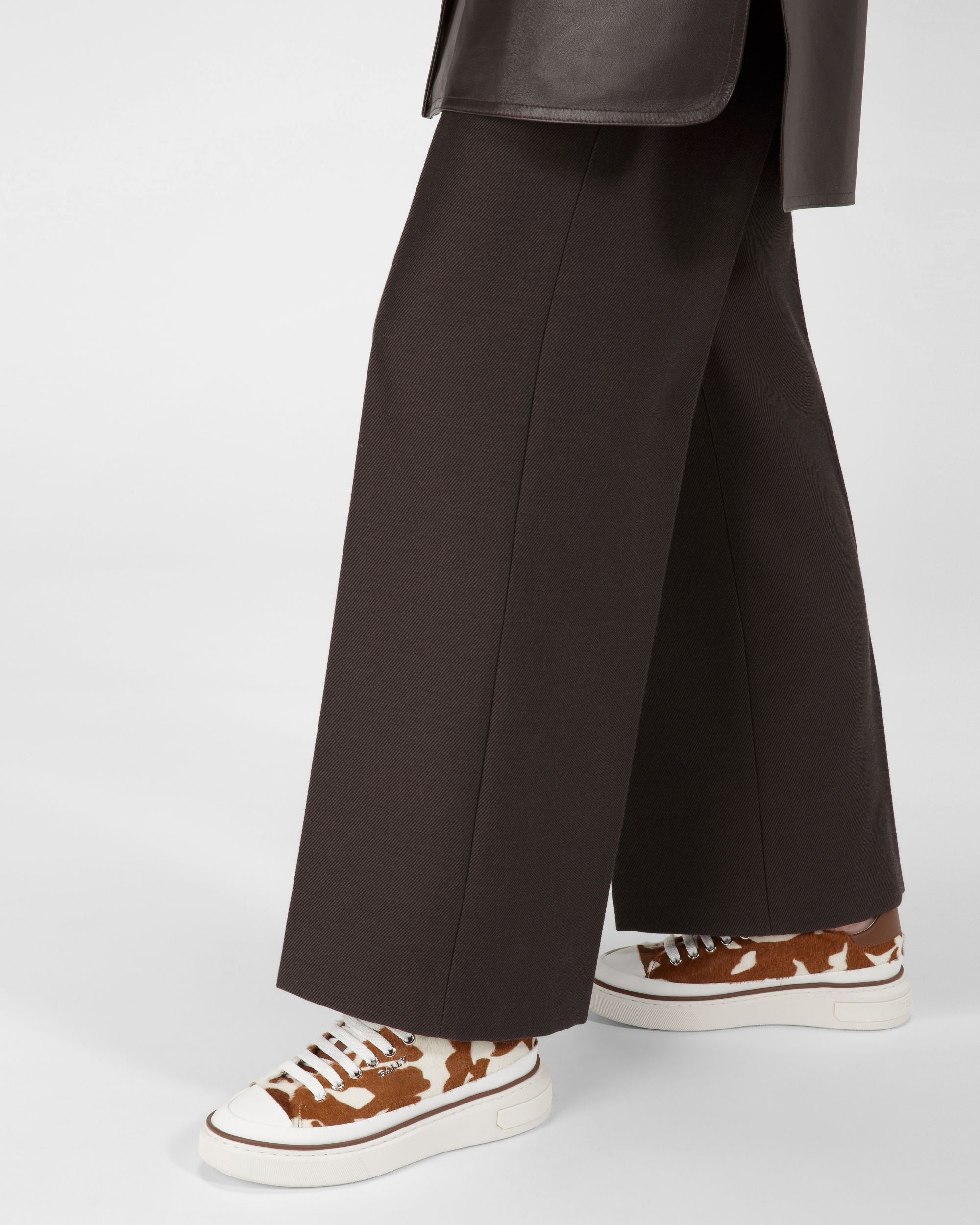 Bally Global - Maily Leather Sneakers In White & Brown - White