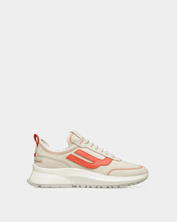Darys Leather Sneakers In Dusty White And Orange