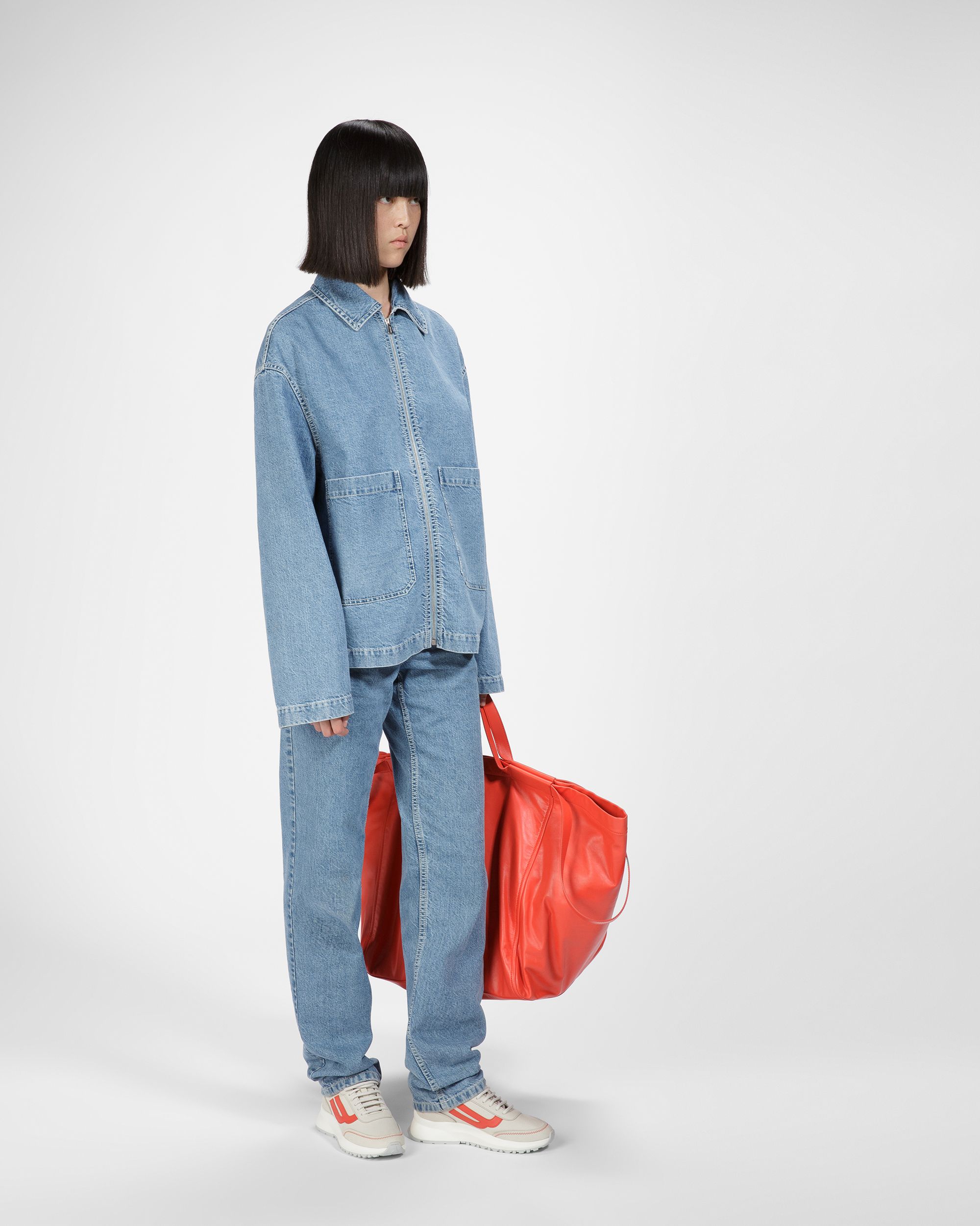 Bally Global - Darys Leather Sneakers In Dusty White And Orange - Multicolor