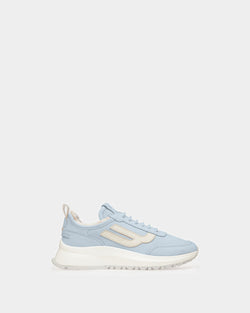 Darys Leather Sneakers In Light Blue And Light Beige