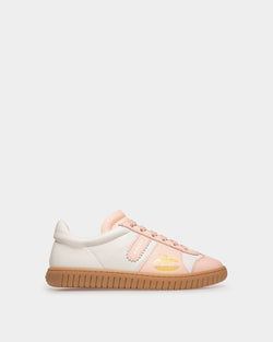 Player Sneaker in White and Baby Pink Leather